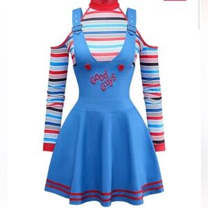 Blue Striped Sleeve Fit & Flare Dress - Good Guys Inspired